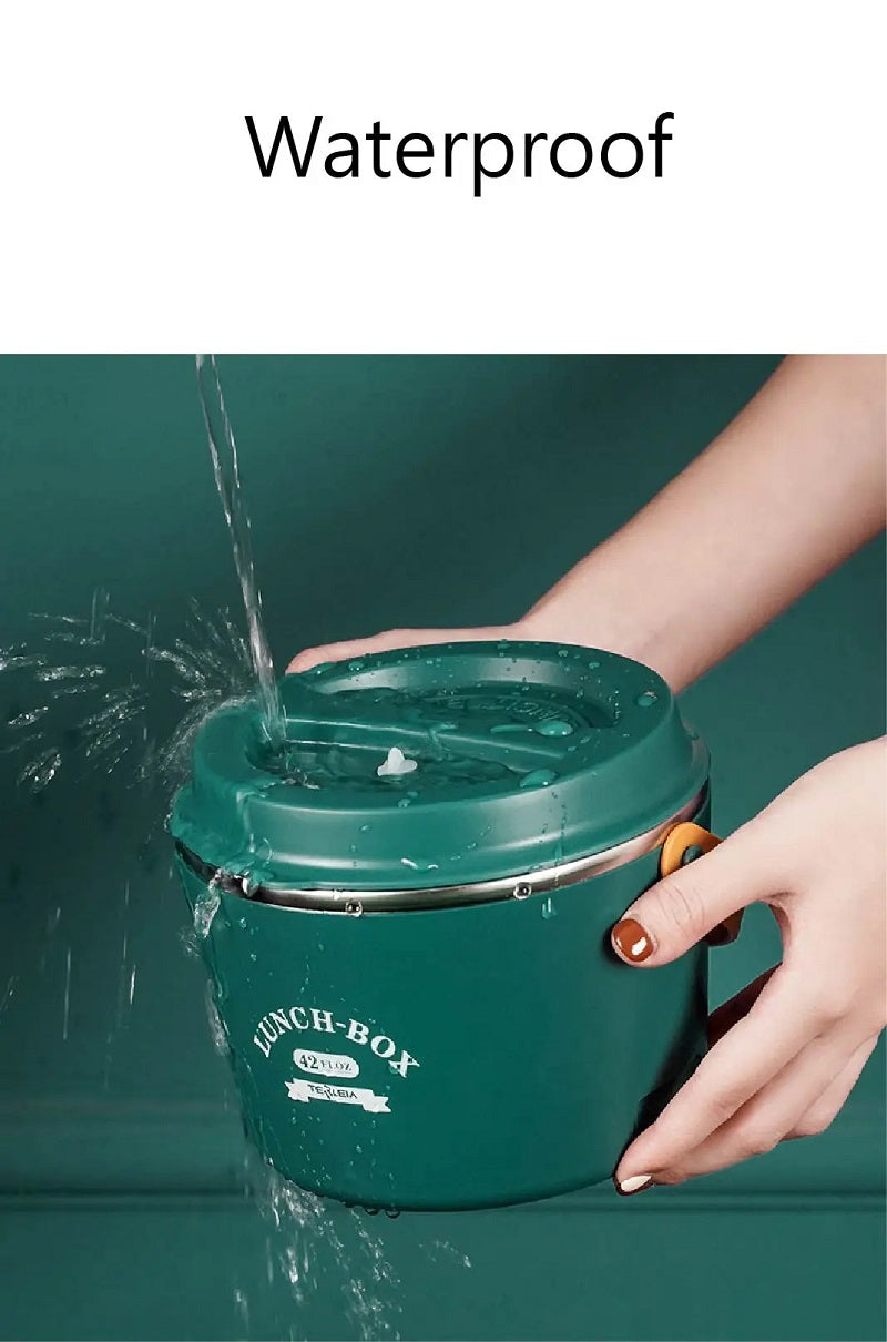 1200ml Electric Lunch Boxs 304 Stainless Steel Plug in Waterless Heating Insulation Lunch Box Portable Work Hot Rice Pot 220V