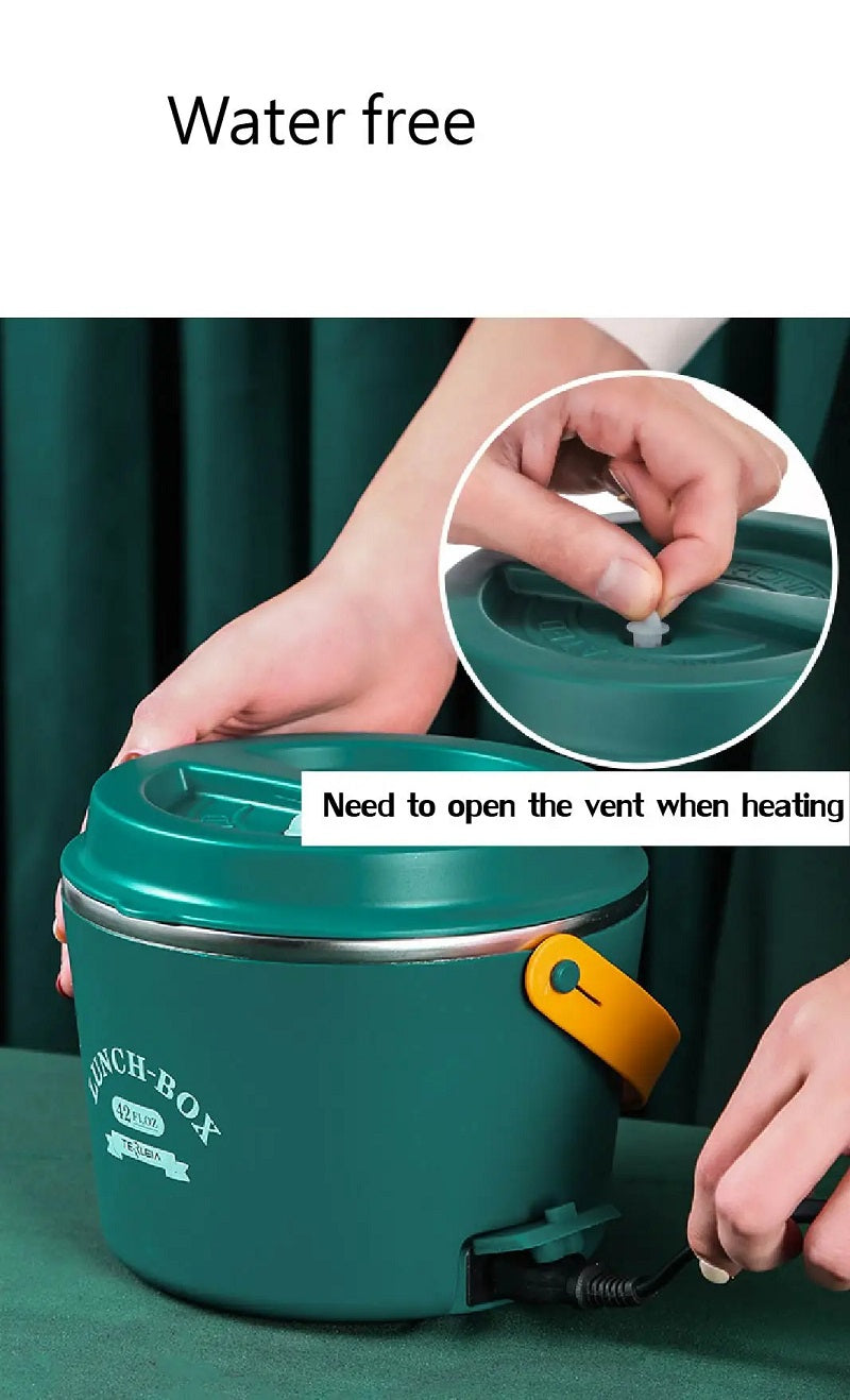 1200ml Electric Lunch Boxs 304 Stainless Steel Plug in Waterless Heating Insulation Lunch Box Portable Work Hot Rice Pot 220V